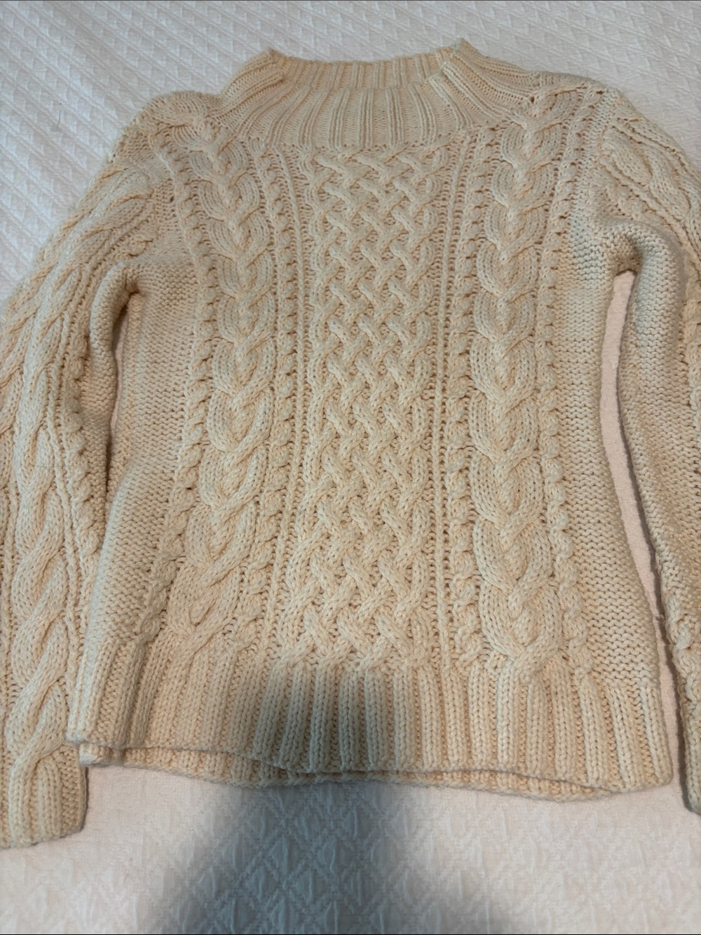 HP Ivory Cable Knit Mock Turtleneck Sweater